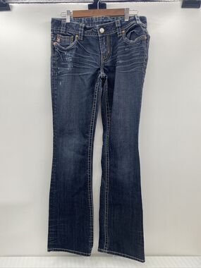 BUCKLE MEK Denim Montana Easy Boot Cut Jeans Size 28 X34 Distressed Flap Pocket